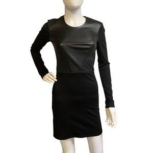 Helmut Lang Lambskin Long Sleeve Leather Mini Dress Size Small